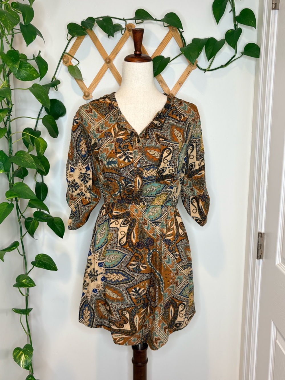 Anthropologie Holding Horses | Brown Paisley Dress